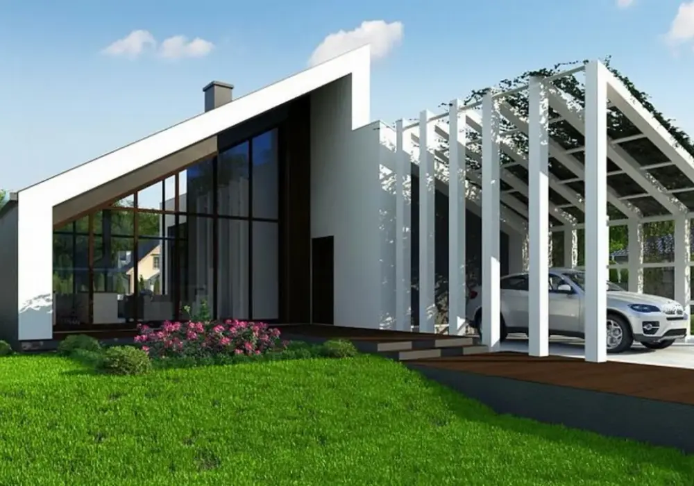 Dom parterowy z dużymi oknami - projekty i inspiracje | Przestronne wnętrza