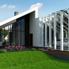 Dom parterowy z dużymi oknami - projekty i inspiracje | Przestronne wnętrza